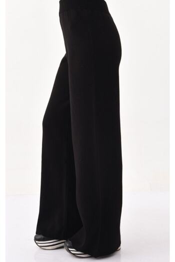 ZF BUTİK Women's Black Wide Leg Knitwear Trousers