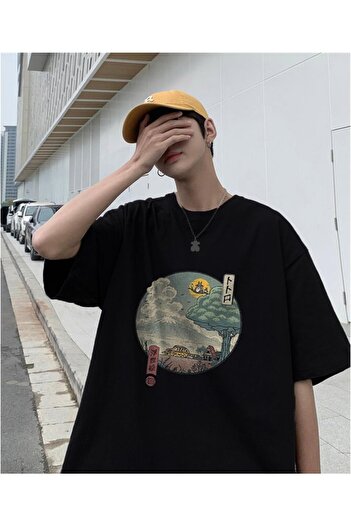Touz My Vision Neighbor's Ukiyo-e Black Unisex Oversize T-shirt