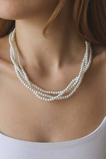 cilekwho Çoklu Ince Inci Choker Kolye