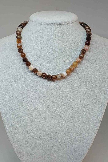 Yasamtohumu Akik Taşı Kolye 8mm (24010) (klipsli)