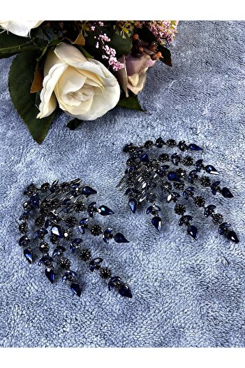 Hobigram Navy Blue Double Leaf Helen Model Henna Crown Hair Accessory – Other Hair Accessories, Stylish Design –