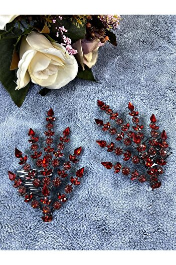 Hobigram Red Double Leaf Helen Model Henna Crown Hair Accessory – Other Hair Accessories, Stylish Design – D