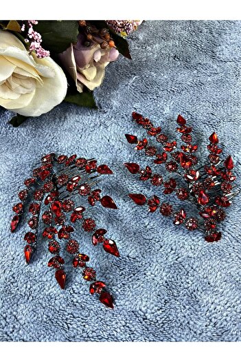 Hobigram Red Double Leaf Helen Model Henna Crown Hair Accessory – Other Hair Accessories, Stylish Design – D