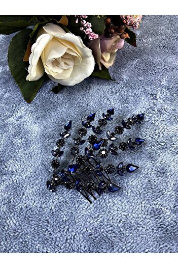 Hobigram Navy Blue Single Petal Helen Model Henna Crown Hair Accessory – Other Hair Accessories, Stylish Design – D