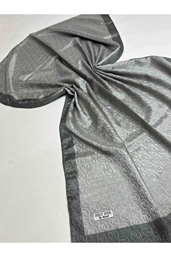 Hint İpek İpekyolu Scarf Silver Anthracite Monogram Shawl