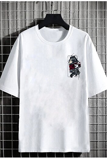 DEEPSENCE Μπλουζάκι Unisex Λευκό Oversize Zeus Back Printed