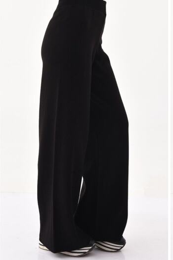 ZF BUTİK Women's Black Wide Leg Knitwear Trousers