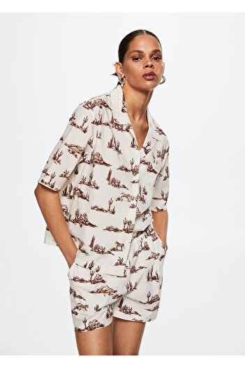 MANGO Woman Patterned Cotton Shorts