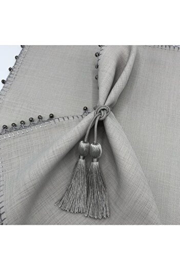 KATMERTEKS 12 Pieces Smoked Napkin Ring with Tassel Tie Model