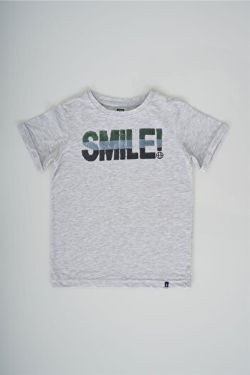 MİNİKO KİDS Boy's Fun Smile Changing Sequin Short Sleeve T-Shirt