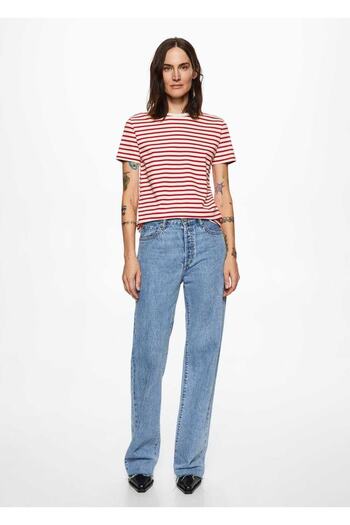MANGO Woman 100% Cotton Striped T-Shirt