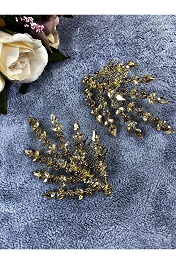 Hobigram Honey Color Double Leaf Helen Model Henna Crown Hair Accessory – Other Hair Accessories, Stylish Design –