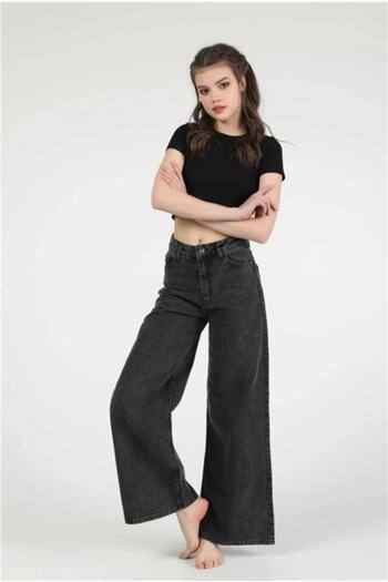 LAMİRA Anthracite Wide Leg Palazzo Comfort Lycra
