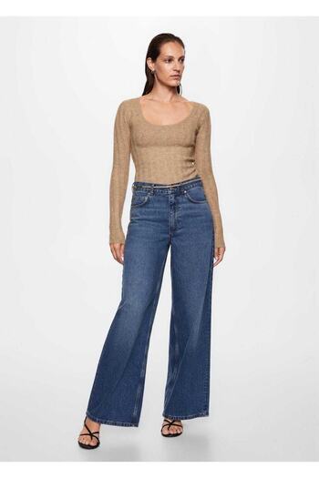 MANGO Woman Pulover Texturat Tricotaj