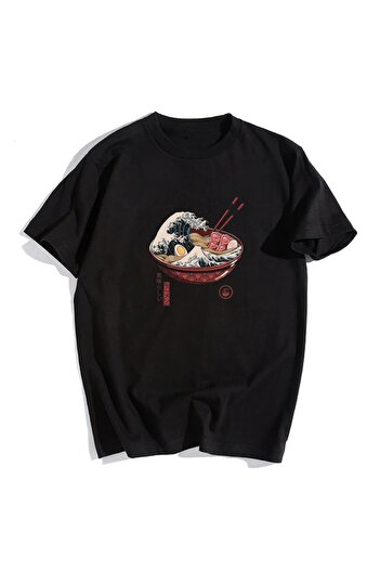 Touz Satu Moda & Eat Art Black Unisex Oversize T-Shirt