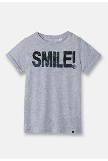 MİNİKO KİDS Boy's Fun Smile Changing Sequin Short Sleeve T-Shirt