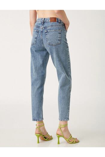 LİMABEL Blue Colorfast Mom Jean Women's High Waist