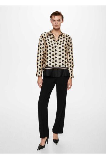 MANGO Woman Geometric Patterned Shirt Design