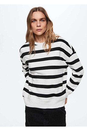 MANGO Woman Gestreiftes Koton-Sweatshirt