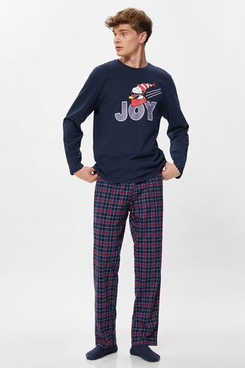Koton Erkek Mavi Pijama Takımı 3WLM40014MK