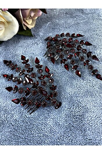 Hobigram Burgundy Double Leaf Helen Model Henna Crown Hair Accessory – Other Hair Accessories, Stylish Design – Other