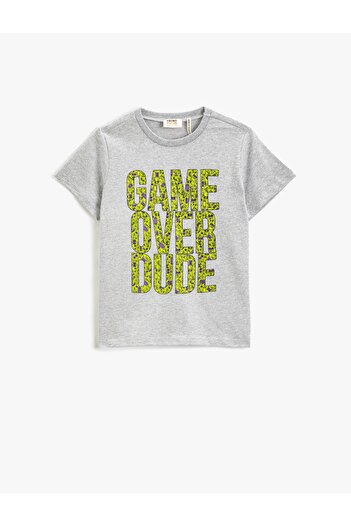 Koton T-shirt z krótkim rękawem i nadrukiem. Okrągły dekolt