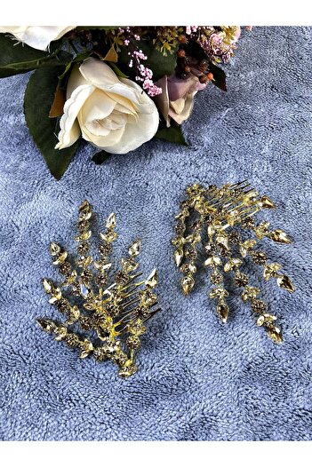 Hobigram Honey Color Double Leaf Helen Model Henna Crown Hair Accessory – Other Hair Accessories, Stylish Design –