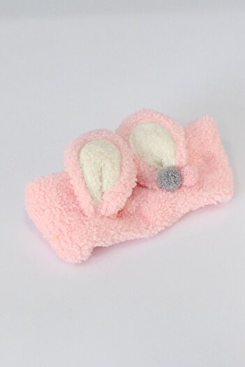 Toyaş Rabbit Ear Plush Bandana Makeup Spa Hair Band Pink