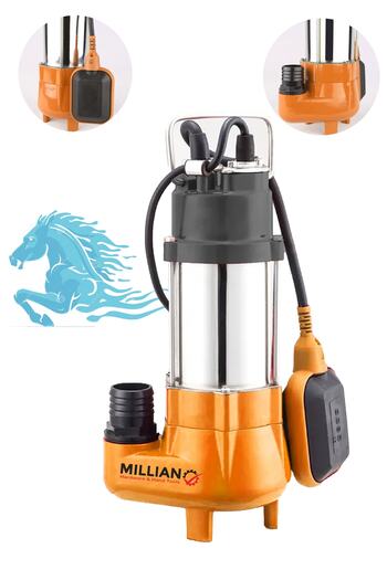 Millian Italyan 550v Drenaj Logar Atık Dalgıç Su Pompası Motoru 0.75 Hp Dikine 10 Metre Yatay 50 Metre Basar