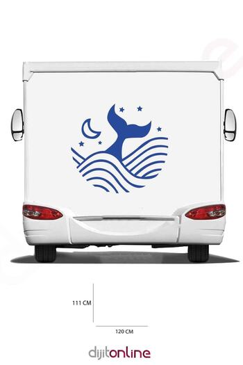 Dijitonline Autocolant Caravană Sirenă - Autocolant Lună și Steaua - 120x111 Cm