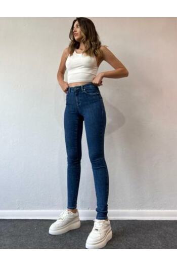 LİMABEL Iscobar A.c.a.i.p Women's Blue High Waist Ankle Length Slim Leg Skinny Lycra Jeans