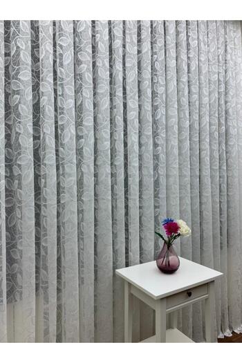 Esse Home Yaprak Desen Fransız Dantel Tül Perde, 300x260, Sık Pile, 1/3