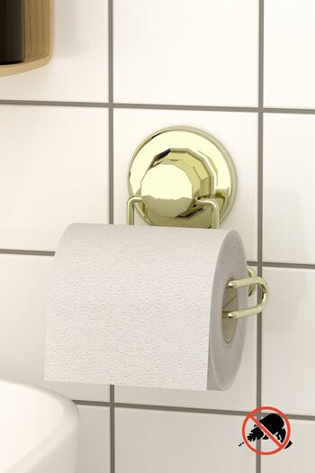Teknotel No Punching Screw Drill! Vacuum Toilet Paper Holder Gold Dm271