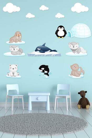 Tilki Dünyası Cute Arctic Animals Kids Room Wall Sticker