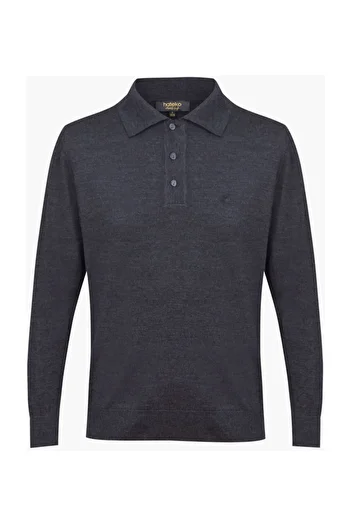 hateko Men's Anthracite Classic Cut Polo Neck Knitwear - 170,104