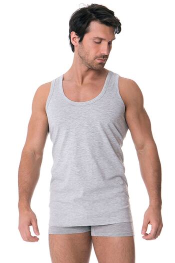 DOREA Men's Gray 2 Pieces 100% Cotton Melange Single Jersey Tank Top