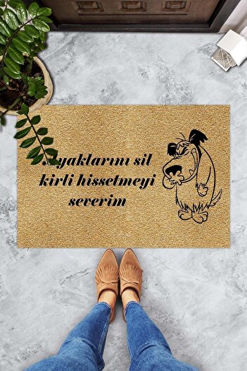 Evsebu Köpek Desenli Dekoratif Kapı Önü Paspası