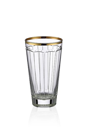 KCD Elegance Gold Cut Hand Decor Gilded 6 Pieces Patterned Water and Soft Drink Glass Set
