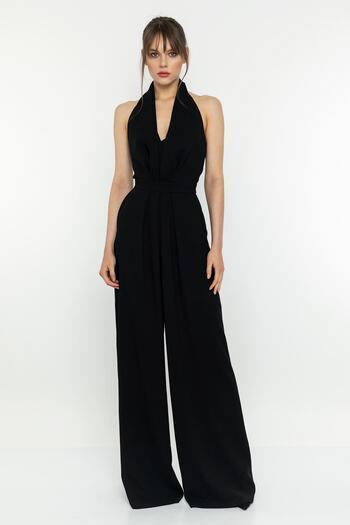 INVIDIA Back Low-cut Neck Strap Jumpsuit