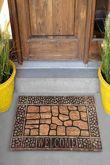 Evsebu Pienso Home Welcome Küçük Çakıltaşlar Dekoratif Kapı Önü Paspası