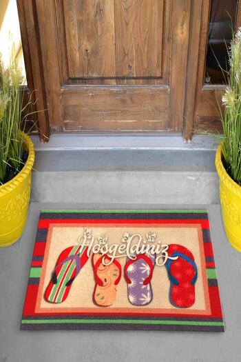 Evsebu Welcome Red Feet Decorative Door Mat