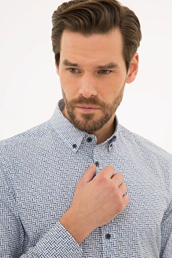 Pierre Cardin Πουκάμισο Navy Blue Slim Fit