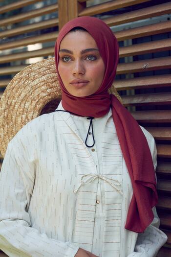 FİVESCARF Touch Cotton Shawl - Burgundy