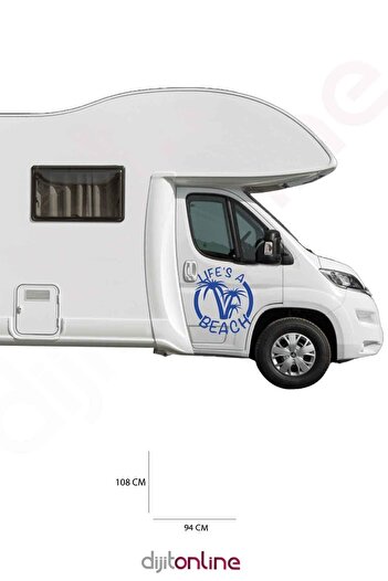 Dijitonline Autocolant Palmier Caravană - Autocolant Plajă - 108x94 Cm