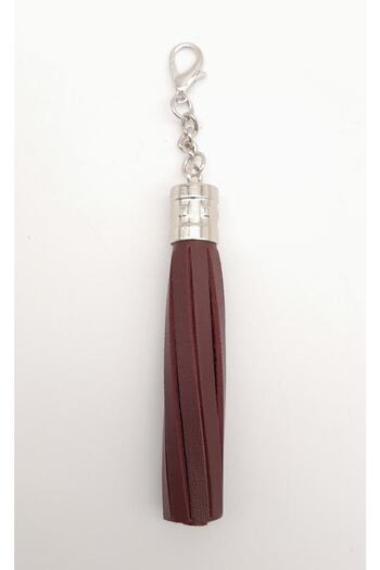 angel çanta aksesuar Claret Red Faux Leather Sleeve Tassel with Silver Metal