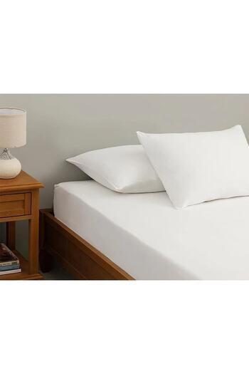 INTER Z Plain White Cotton Satin Fitted Sheet Set 3 Different Sizes