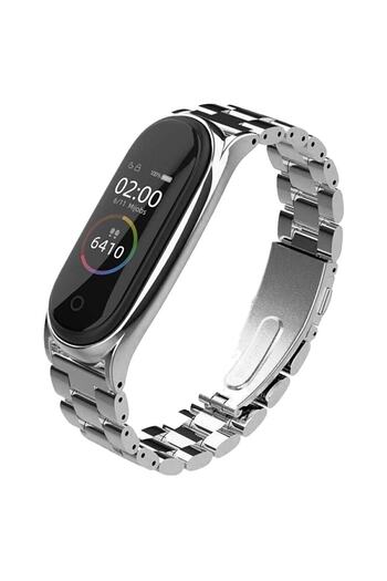 Nezih Case Metal Stainless Steel Link Strap Compatible with Xiaomi Mi Band 3 and Mi Band 4