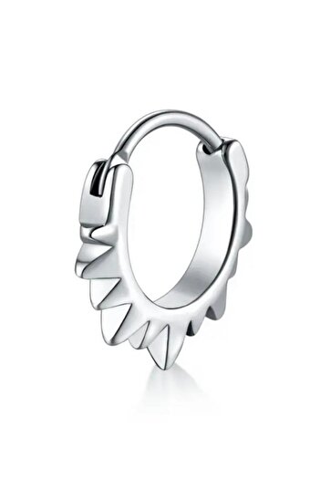 Jaida Moda Men's 316l Gray Pointed Model Retro Steel Hoop Earrings