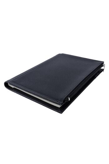 Victoria's Journals Zipco Soft Protective Zippered Pocket Striped Block Notepad 14x20 Cm Black