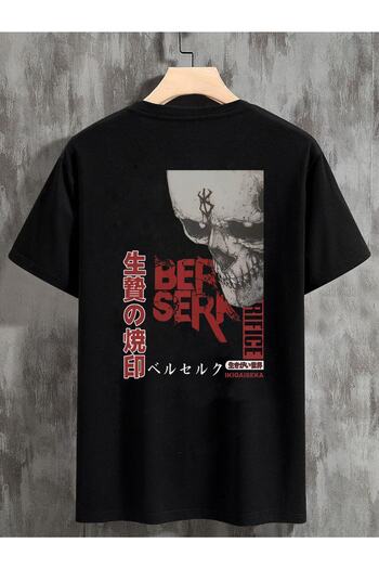 DEEPSENCE Μαύρο μπλουζάκι Unisex Oversize Berserk Printed
